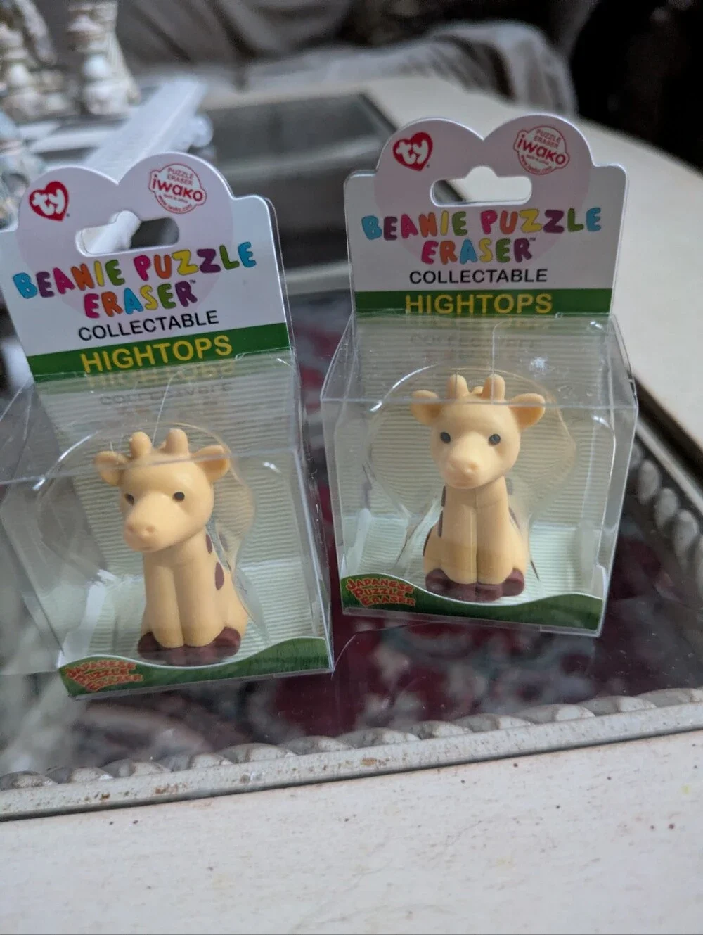 Set Of Two Beanie Puzzle Erasers - Hightops Giraffe